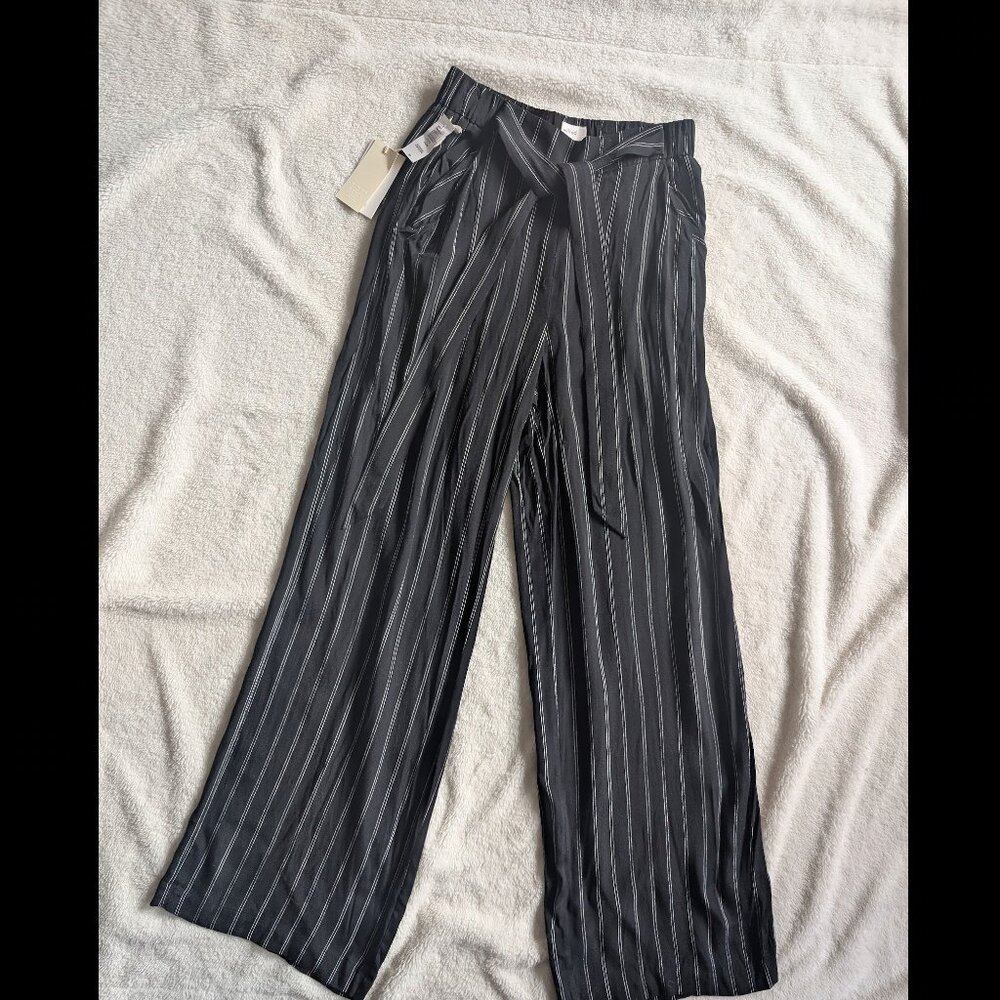 Aritzia Wilfred Faun Pants Crop Tall Small Striped Tie High Waisted Wide Leg NWT